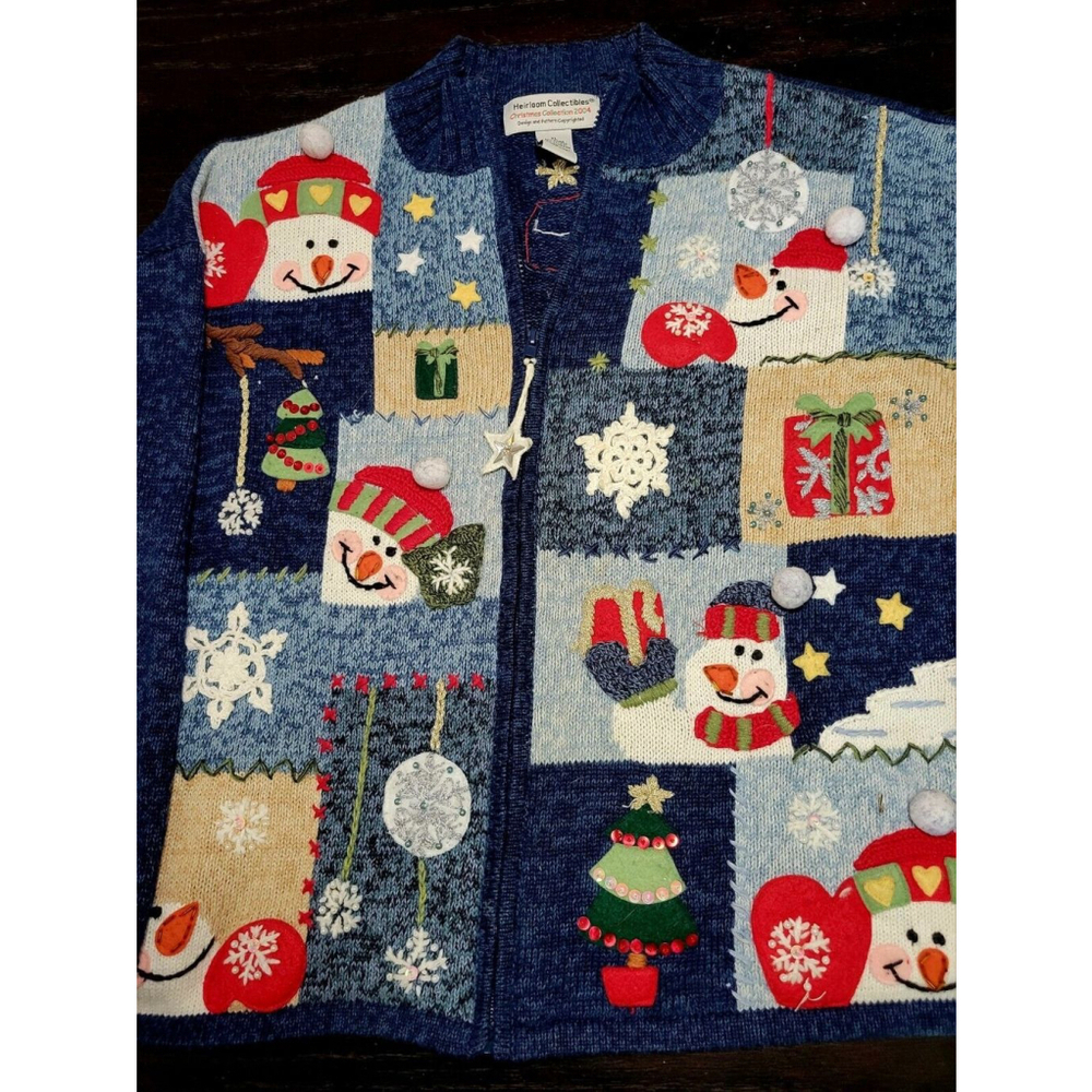 Heirloom Collectibles Christmas Sweater Sequins Holiday Santa Size XL